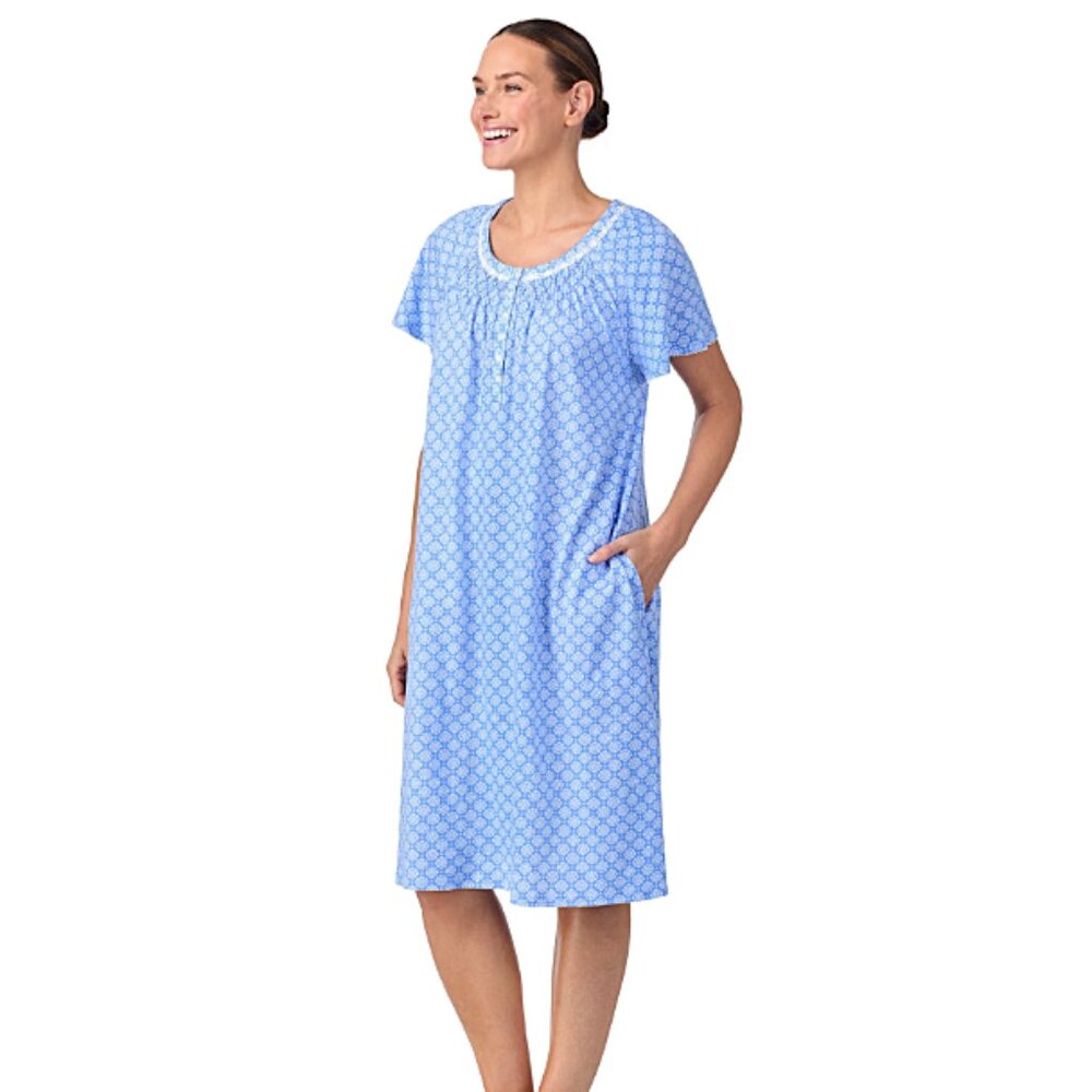 New: 4X (26W-28W) Women's Geometric Nightgown w/ Pockets